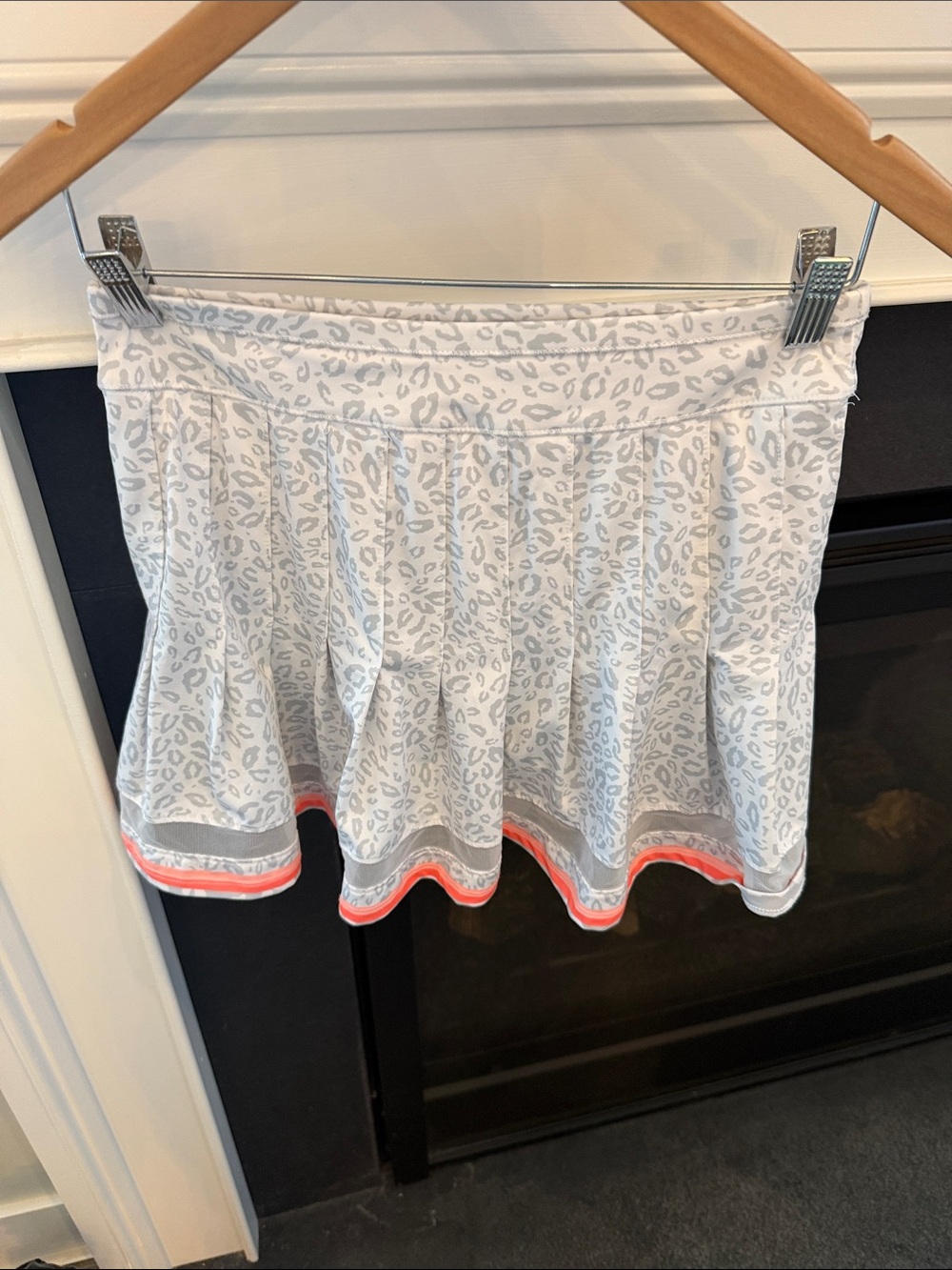 Lucky in Love White & Coral Trim Leopard Print Skater Skirt